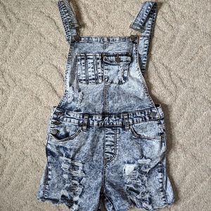 Distressed Denim Overalls